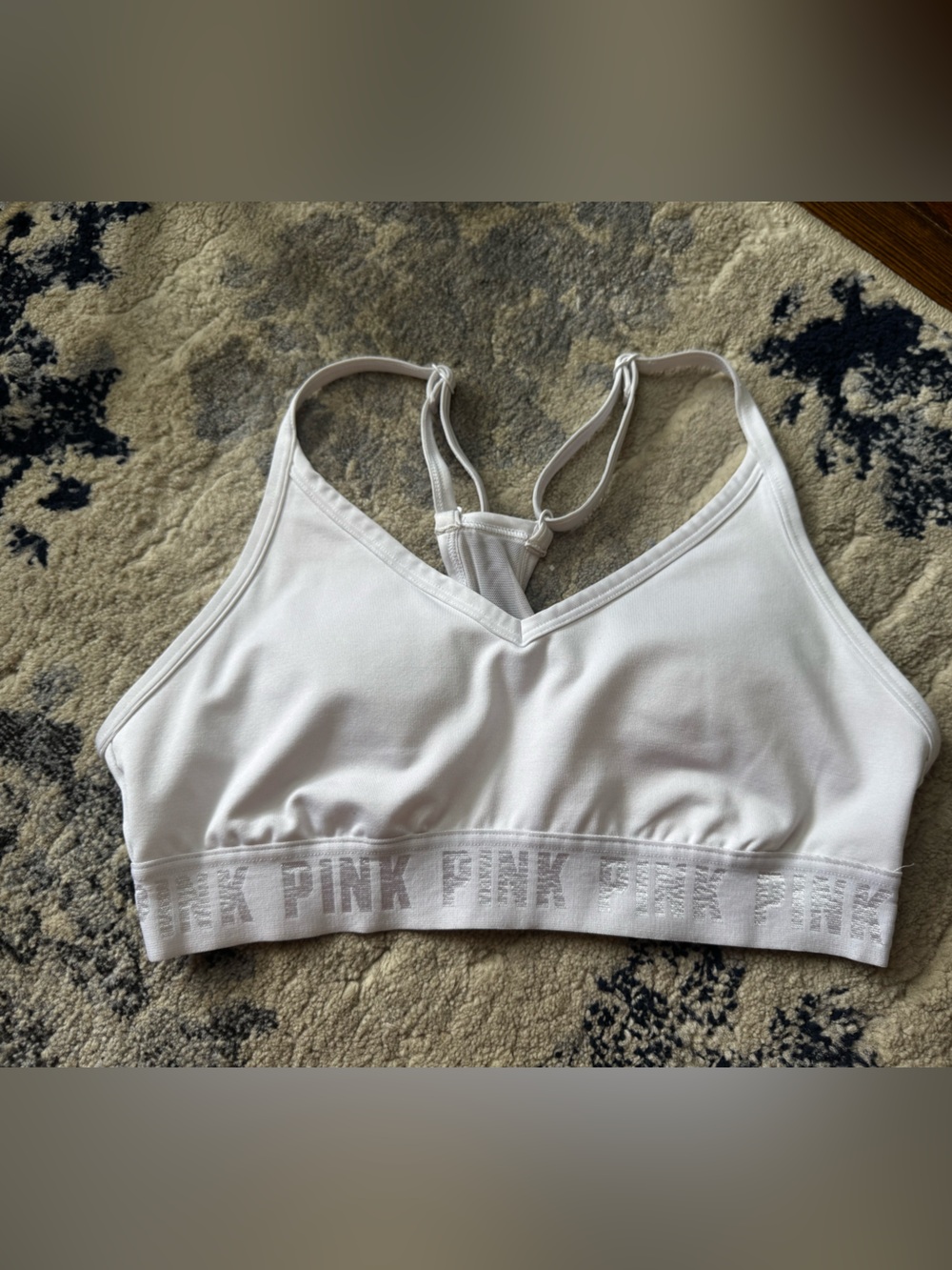 Sporto White Logo Elastic Sports Bra